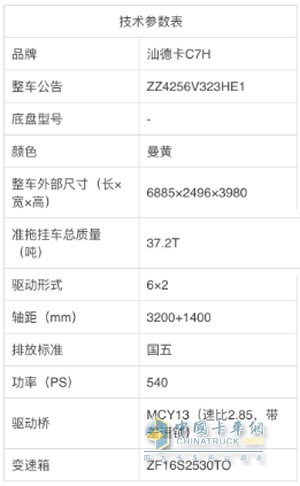 中國(guó)重汽汕德卡C7H 6X2全氣囊牽引車(chē)
