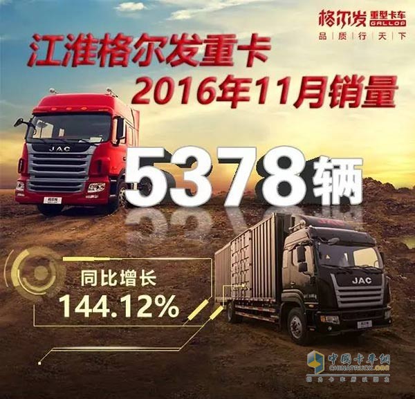 江淮格爾發(fā)重型卡車銷量達(dá)5378輛，
