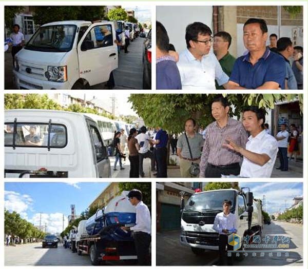 領導組參觀時駿(SOJEN)汽車環(huán)衛(wèi)設備展示區(qū)
