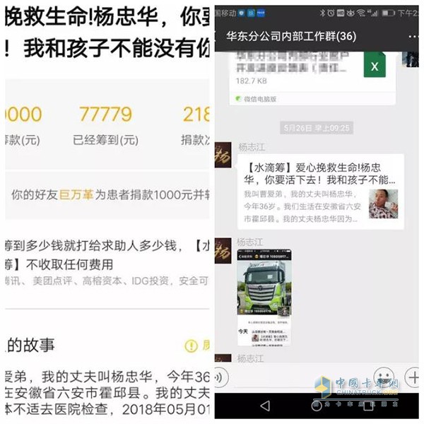 福田戴姆勒華東分公司看到楊忠華的救助信息，及時(shí)伸出了援手