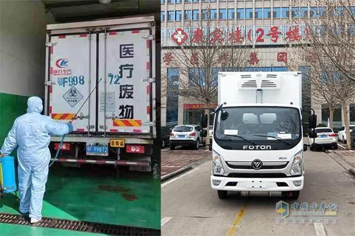奧鈴醫(yī)療廢物轉(zhuǎn)運(yùn)車(chē)相關(guān)工作人員，奧鈴醫(yī)療廢物轉(zhuǎn)運(yùn)車(chē)工作中