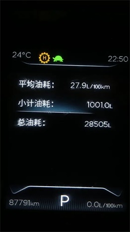 小計(jì)油耗1001L