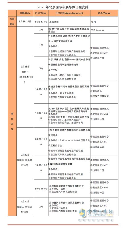 2020年北京國(guó)際車(chē)展總體日程安排