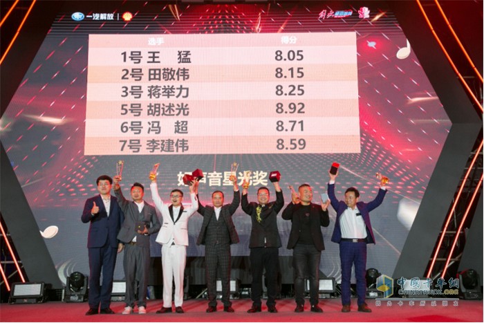 一汽解放黨群工作部宣傳策劃室主任 李日升(左) 星光獎得主：蔣舉力、田敬偉、胡述光、李建偉、馮超、王猛(排序右至左)