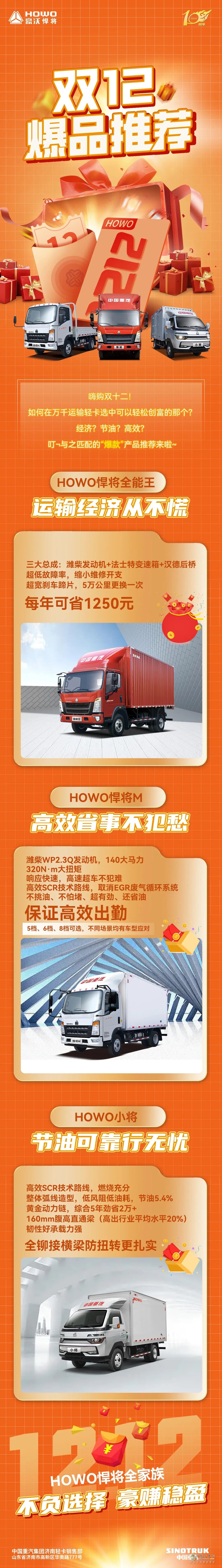 雙十二，HOWO悍將推薦。