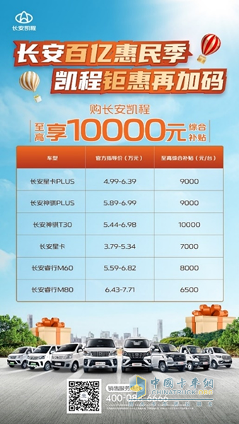 速速搶單下訂，長安凱程“百億補(bǔ)貼”來襲，至高10000元可享