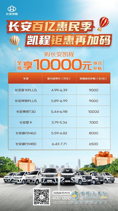 最高10000元！長安凱程多款好車優(yōu)惠補(bǔ)貼來了