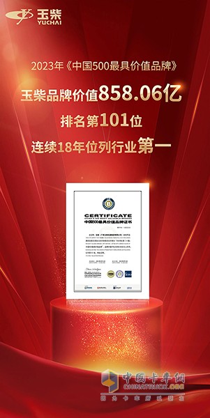 玉柴品牌價(jià)值突破858億元 連續(xù)18年位列內(nèi)燃機(jī)行業(yè)第一！