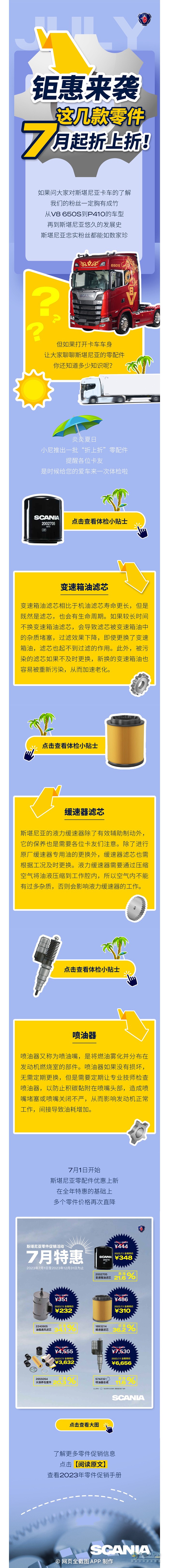 斯堪尼亞：鉅惠來襲，這幾款零件7月起折上折！
