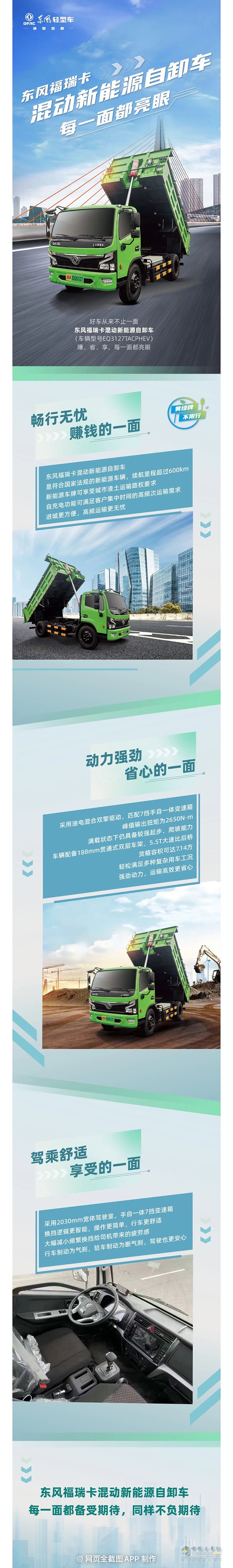 東風(fēng)福瑞卡混動(dòng)新能源自卸車，每一面都亮眼