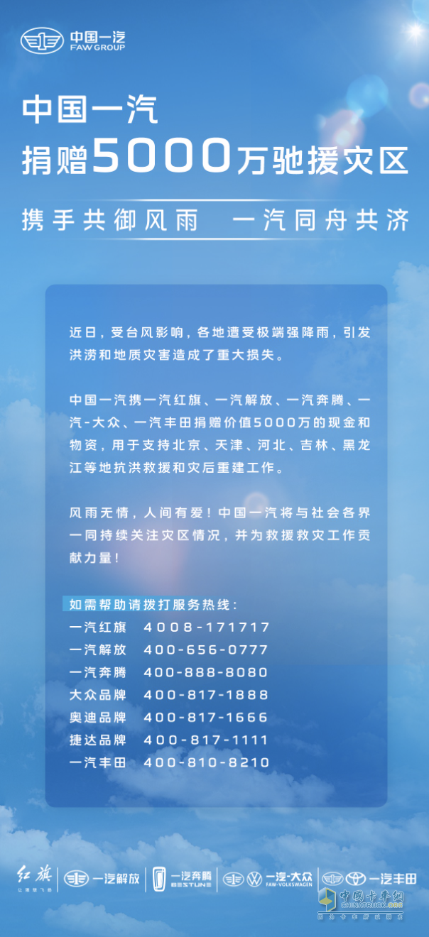勇?lián)肫笊鐣?huì)責(zé)任 中國(guó)一汽捐贈(zèng)5000萬(wàn)支持災(zāi)區(qū)救援重建