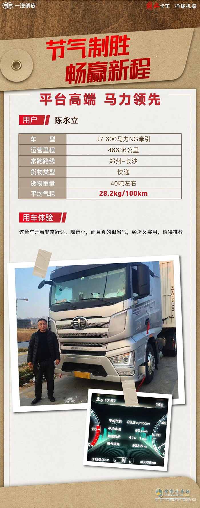 百公里氣耗28.2kg！陳師傅稱贊J7燃氣車經(jīng)濟實用