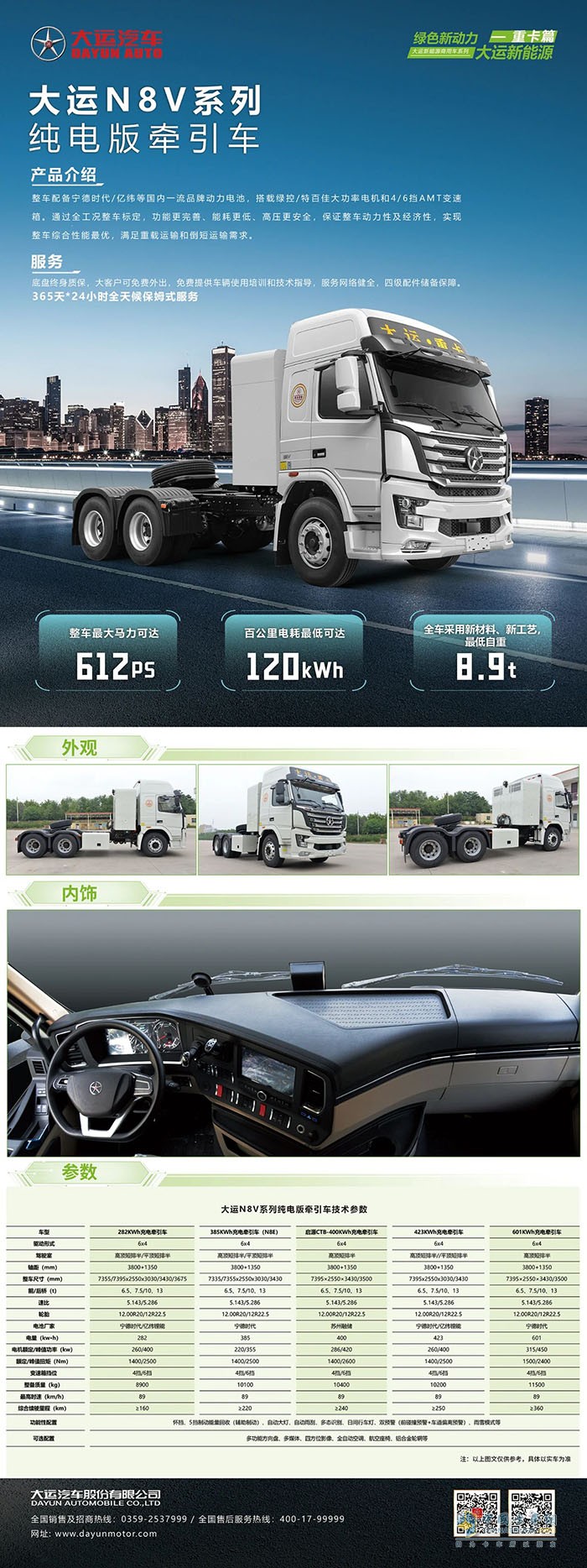 【名車品鑒】大運(yùn)N8V系列純電版牽引車詳解