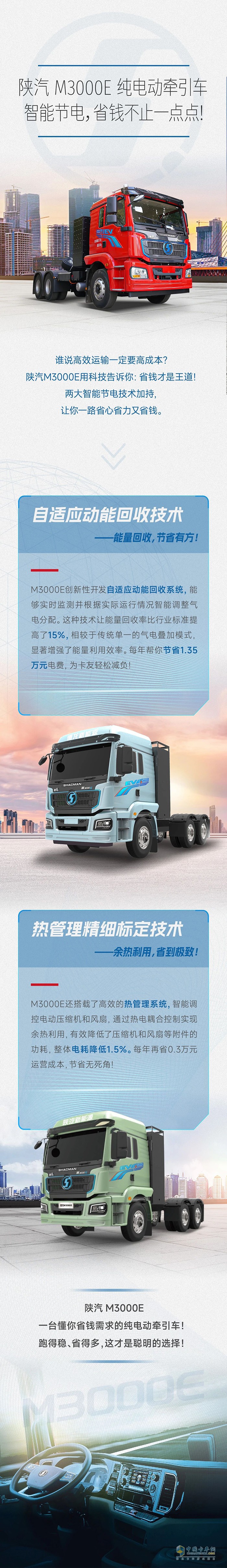 陜汽M3000E純電動(dòng)牽引車：智能節(jié)電，省錢不止一點(diǎn)點(diǎn)！