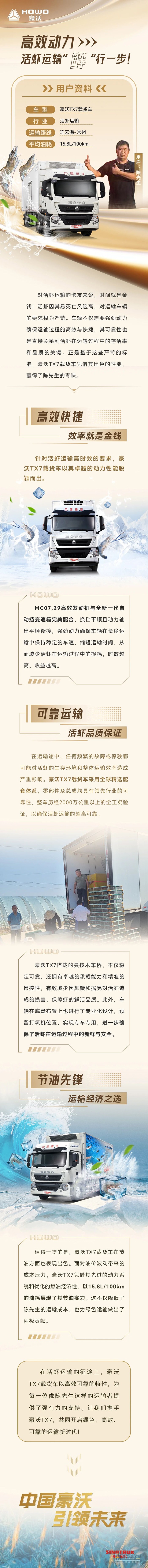 中國重汽豪沃:“高效動力，活蝦運輸“鮮”行一步！