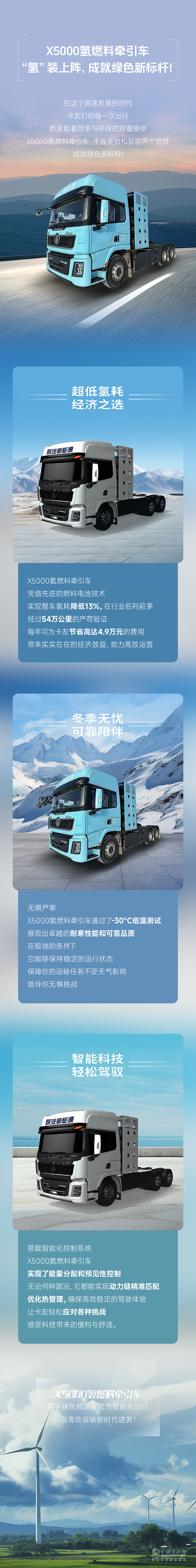 陜汽X5000氫燃料牽引車“氫”裝上陣，成就綠色新標(biāo)桿!