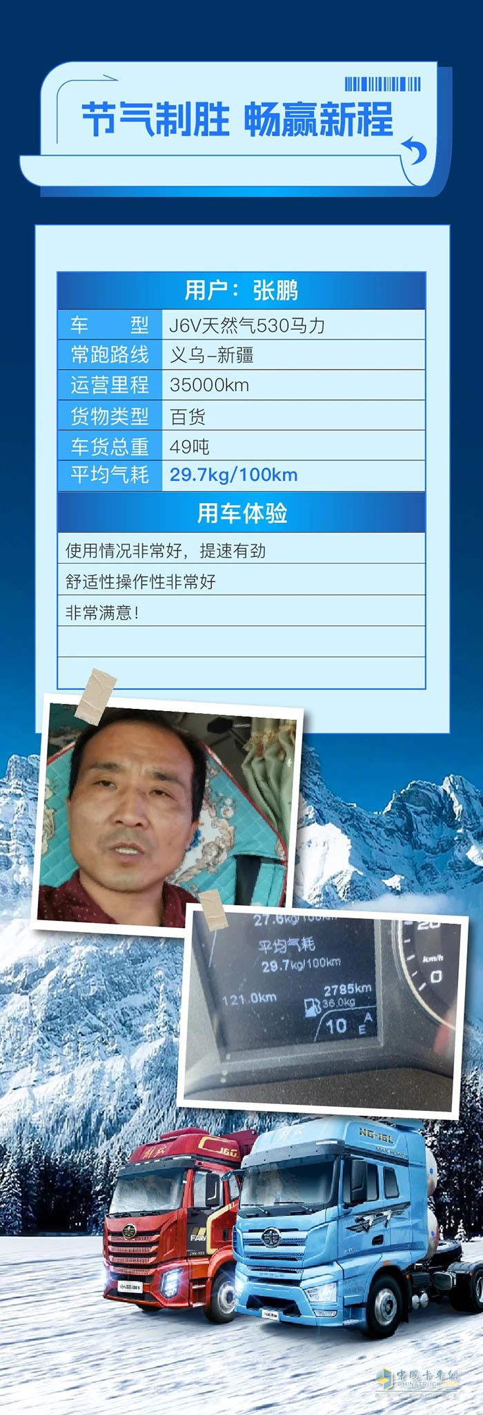 百公里氣耗29.7kg！解放J6V為張師傅節(jié)省大量成本，領(lǐng)跑致富之路！