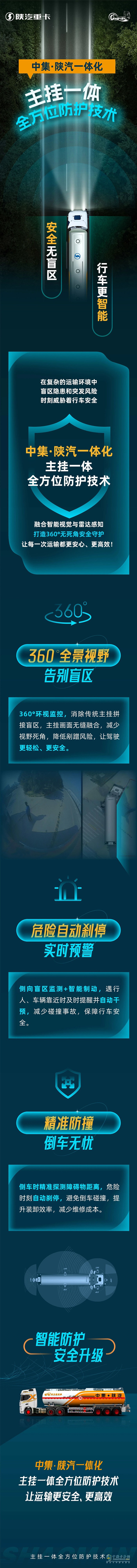 中集?陜汽一體化主掛一體全方位防護技術，安全無盲區(qū)，行駛更智能！