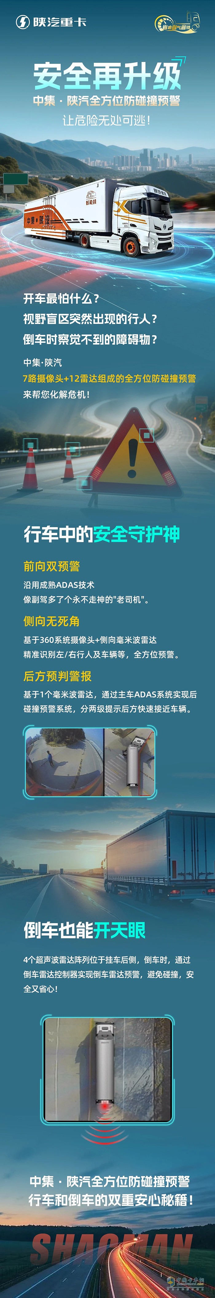 安全再升級！中集·陜汽全方位防碰撞預(yù)警，讓危險無處可逃！