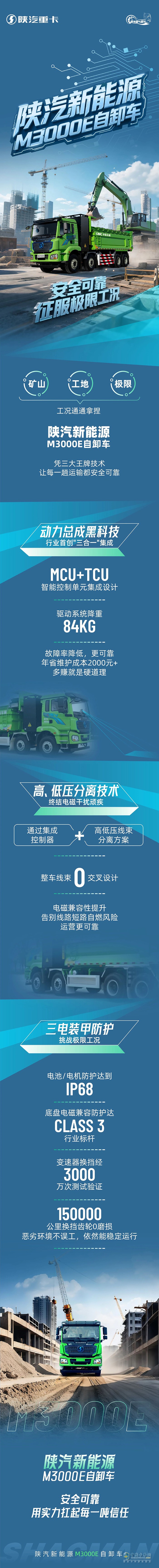 陜汽新能源M3000E自卸車，安全可靠征服極限工況！
