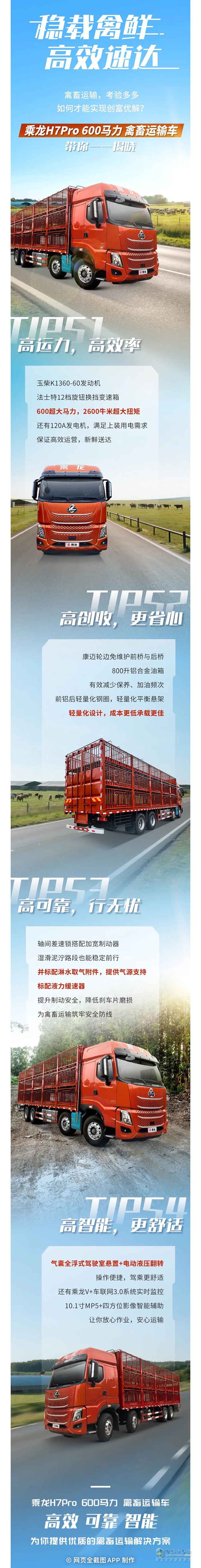 600馬力高運(yùn)力！點(diǎn)擊查看乘龍H7Pro禽畜車高效密碼