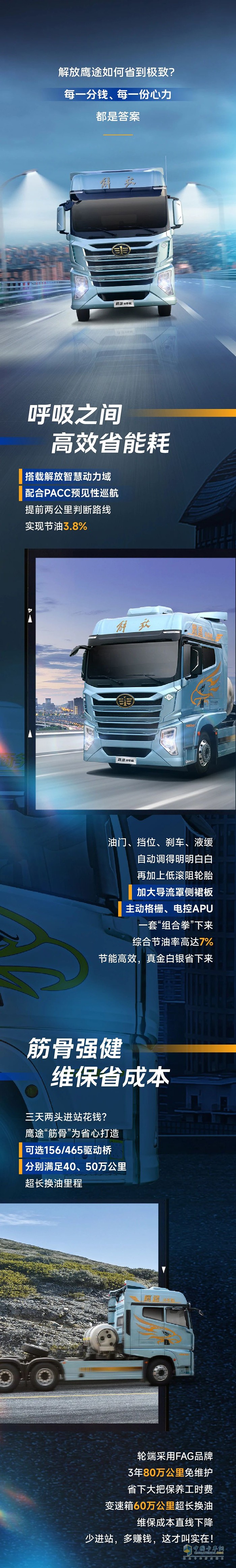 我是解放鷹途，一輛省到極致的卡車……