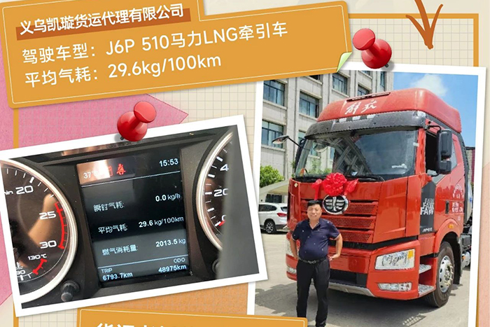 百公里29.6kg！解放J6P LNG牽引車創(chuàng)富實(shí)錄