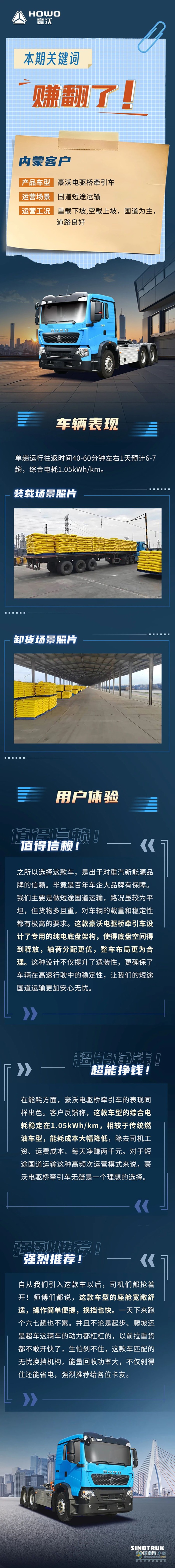 開中國重汽豪沃牽引車，真的賺翻了