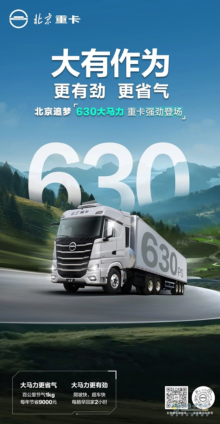 更省氣！更有勁！北京追夢(mèng)630大馬力重卡強(qiáng)勁登場(chǎng)！