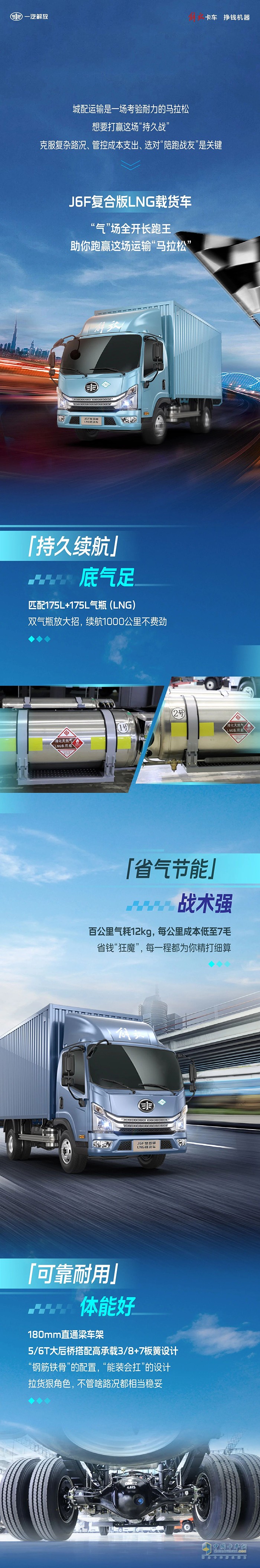 解放J6F復(fù)合版LNG載貨車：“氣”場全開長跑王，跑贏運輸“馬拉松”