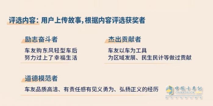 致敬新時代奮斗者 東風(fēng)輕型車卡友龘人征集大賽大獎來襲
